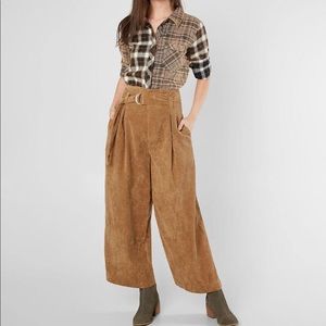 FAVLUX Corduroy Wide Leg Cropped Pant